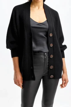 Femme Van Kukil Cardigan Alexandra In Ebony Black