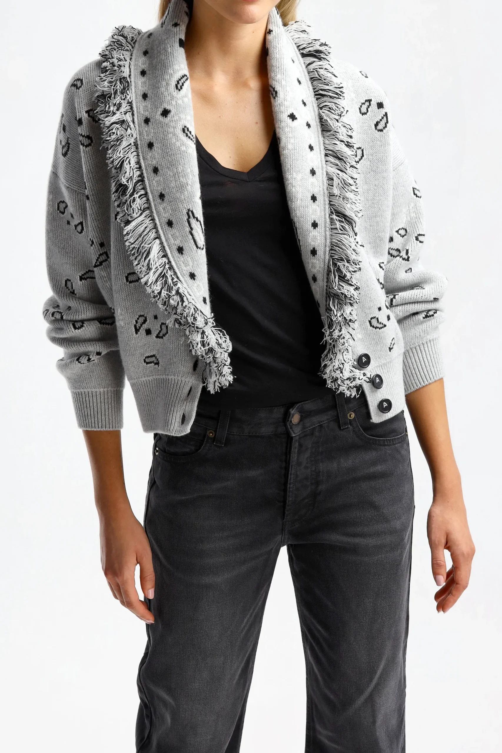 Femme Alanui Cardigan Bandana Bomber A Cloud
