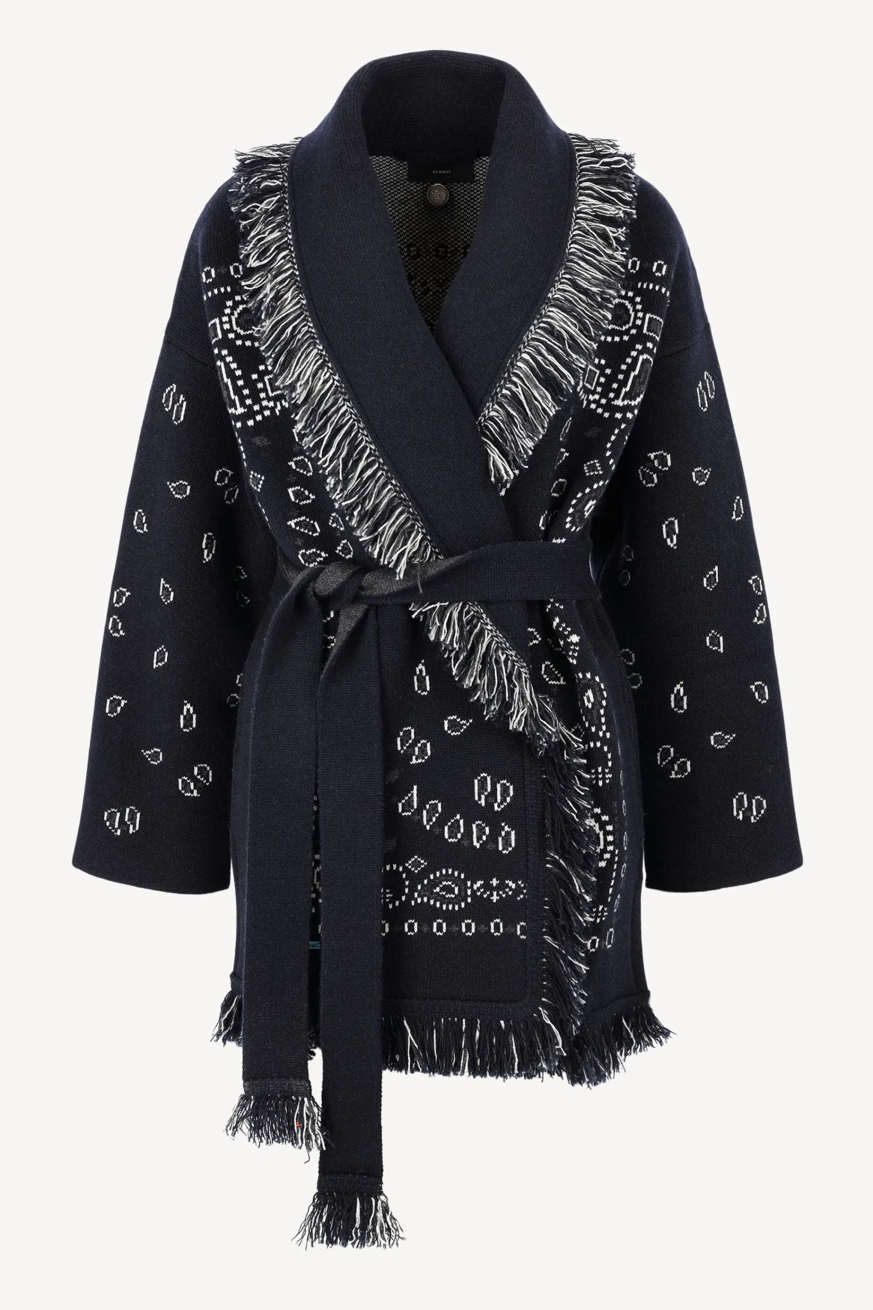 Femme Alanui Cardigan Bandana Jacquard In Midnight Blue