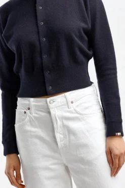 Femme Extreme Cashmere Cardigan Blouson N° 257 En Bleu Marine