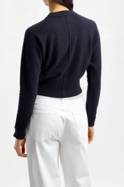 Femme Extreme Cashmere Cardigan Blouson N° 257 En Bleu Marine