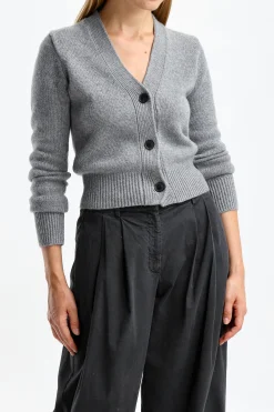 Femme Nili Lotan Cardigan Caldorf En Gris Clair