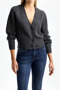 Femme Allude Cardigan Fitted En Gris Fonce