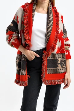 Femme Alanui Cardigan Icon Jacquard En Feu De Sable