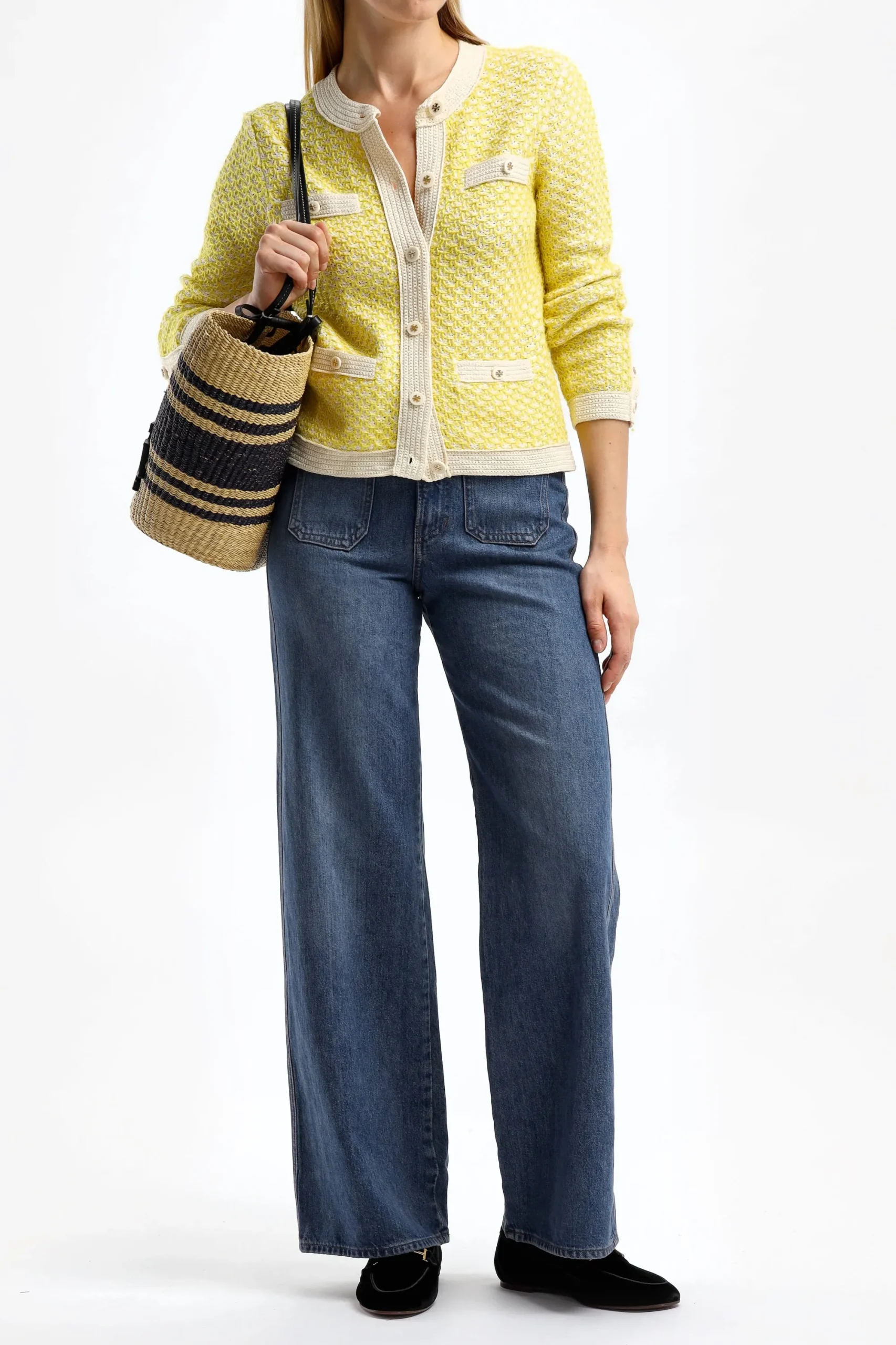 Femme Tory Burch Cardigan Kendra En Jaune/Francais