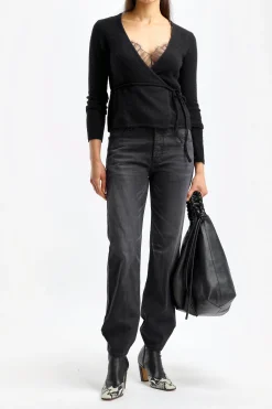 Femme American Vintage Cardigan Portefeuille Xinow En Noir