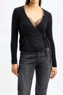 Femme American Vintage Cardigan Portefeuille Xinow En Noir