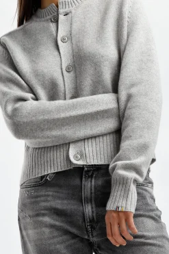 Femme Extreme Cashmere Cardigan Scala N°298 En Gris