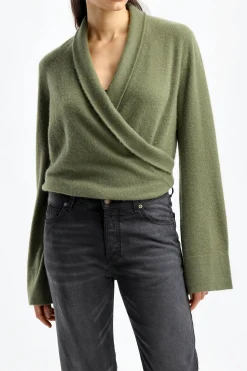 Femme Frenckenberger Cardigan Short Cross En Vert