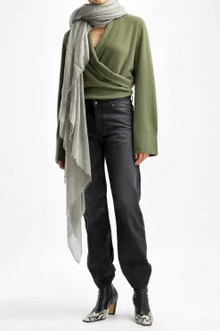 Femme Frenckenberger Cardigan Short Cross En Vert