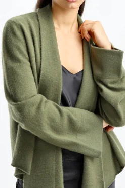 Femme Frenckenberger Cardigan Short Cross En Vert