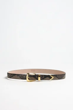 Femme Khaite Ceinture Benny Python En Cafe/Or