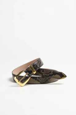 Femme Khaite Ceinture Benny Python En Cafe/Or