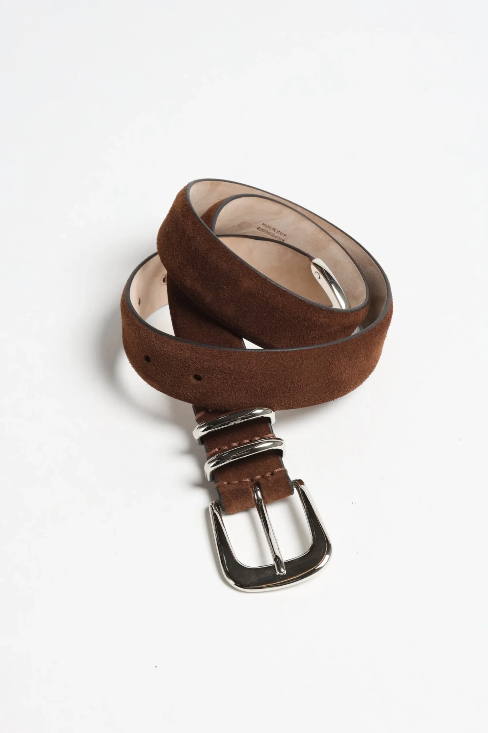 Femme Silver Ostrich Ceinture First Class Suede En Marron
