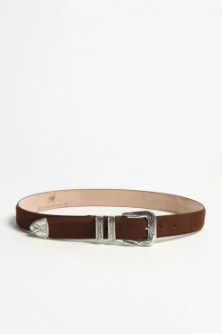 Femme Silver Ostrich Ceinture Gipsy Suede En Marron