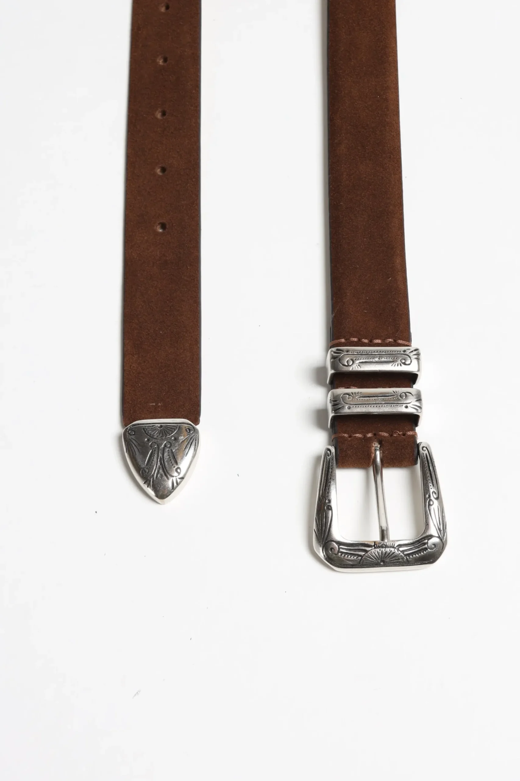 Femme Silver Ostrich Ceinture Gipsy Suede En Marron