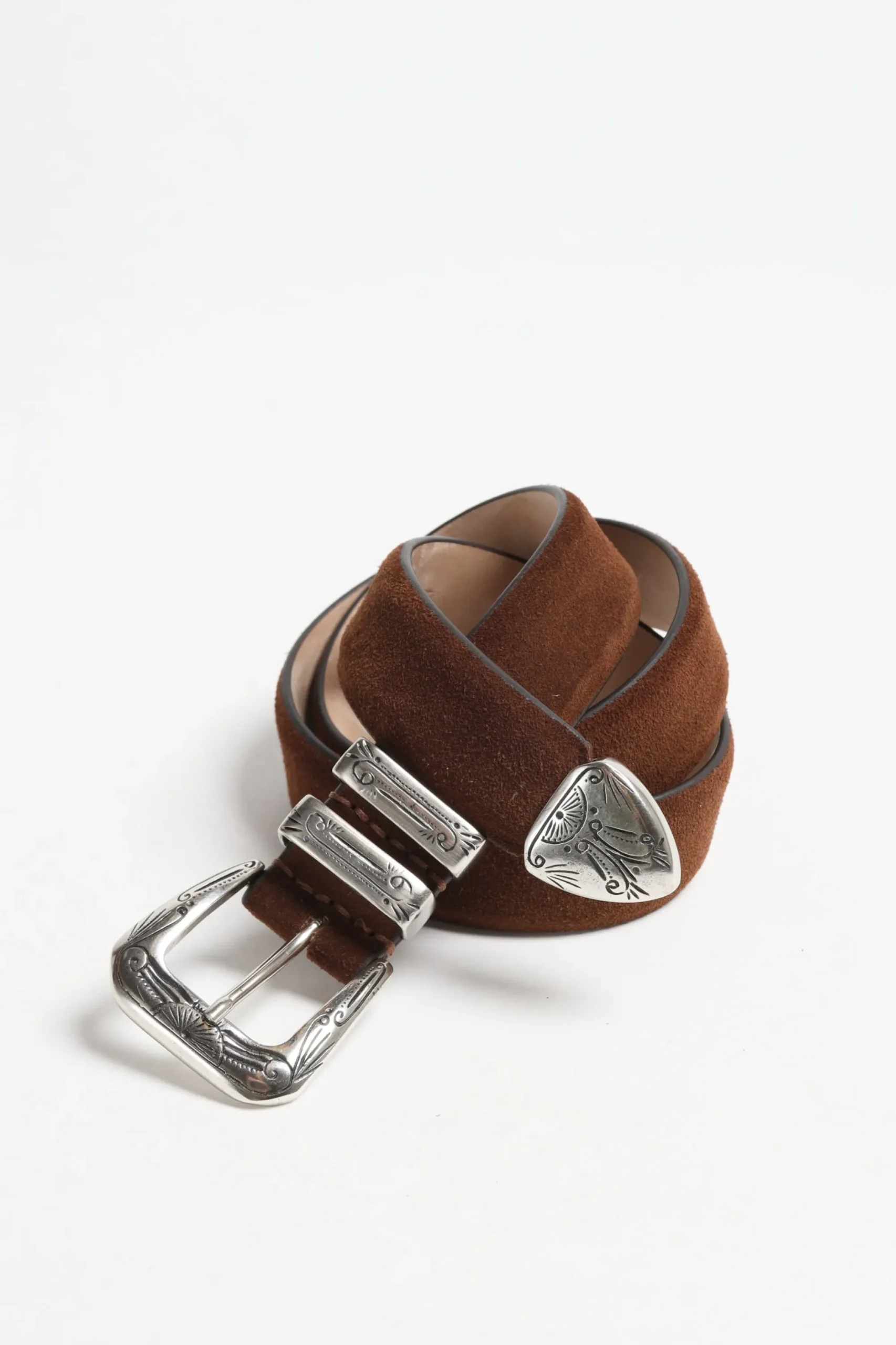 Femme Silver Ostrich Ceinture Gipsy Suede En Marron