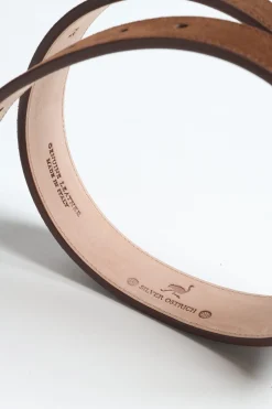 Femme Silver Ostrich Ceinture Rodeo Suede In Brown