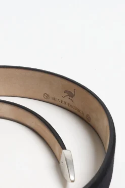 Femme Silver Ostrich Ceinture Versailles Suede En Noir