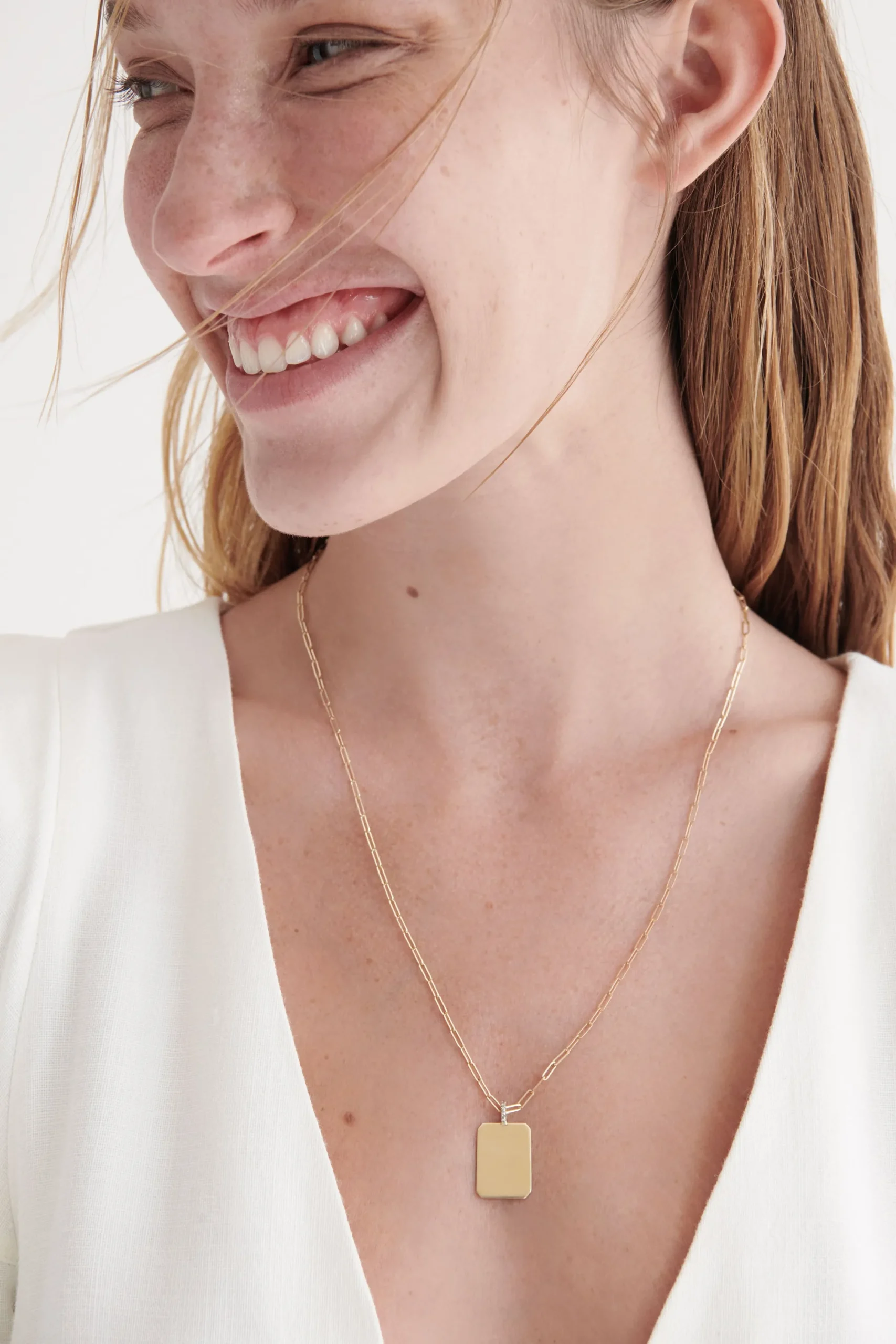 Femme Nina Kastens Jewelry Chaine Thin Paperclip Avec Diamond Tag