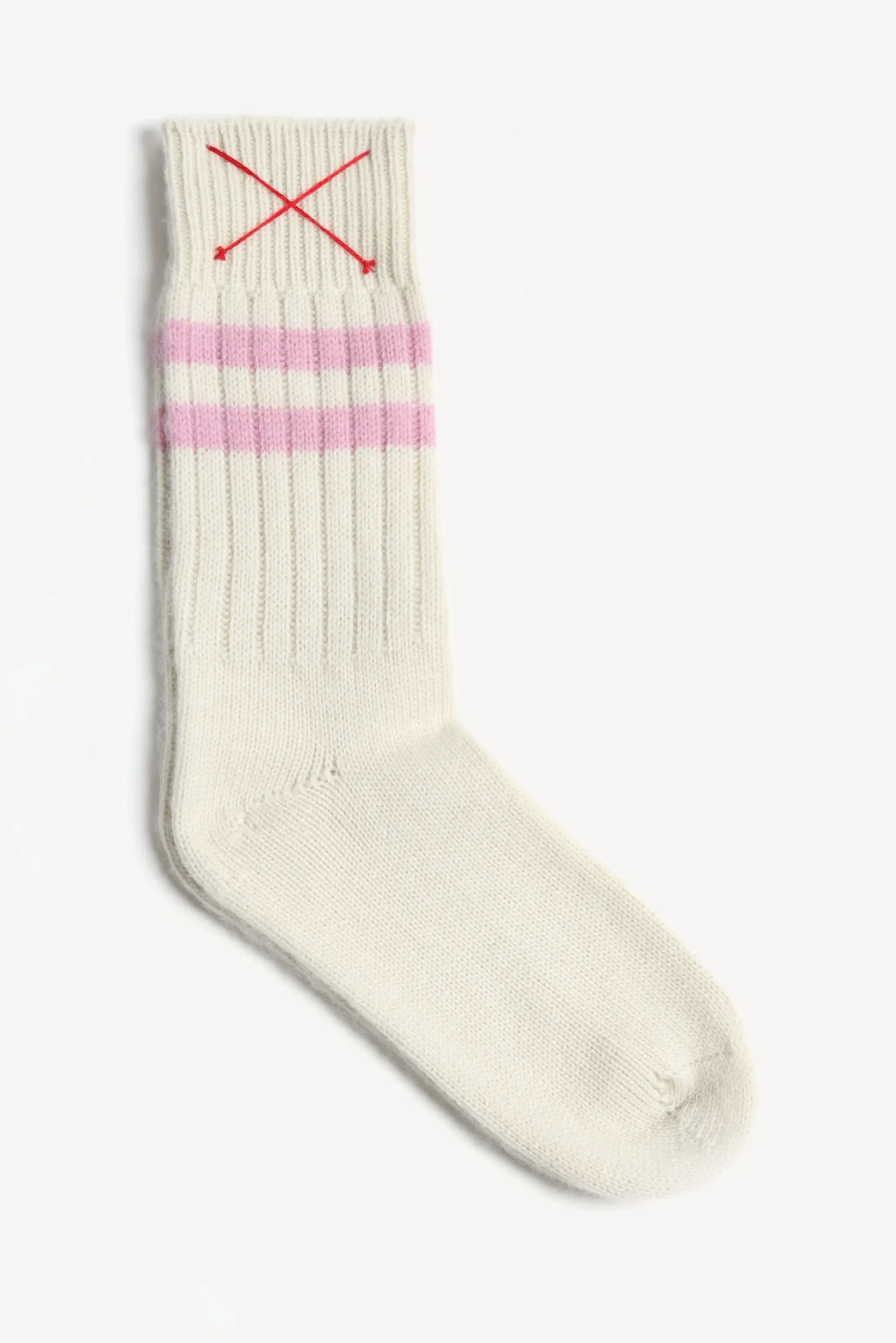 Femme Mell-o Chaussettes En Cachemire Sport In Off White/Fuchsia