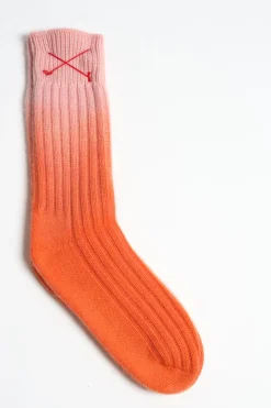 Femme Mell-o Chaussettes En Cachemire Dip Dye En Rose/Orange