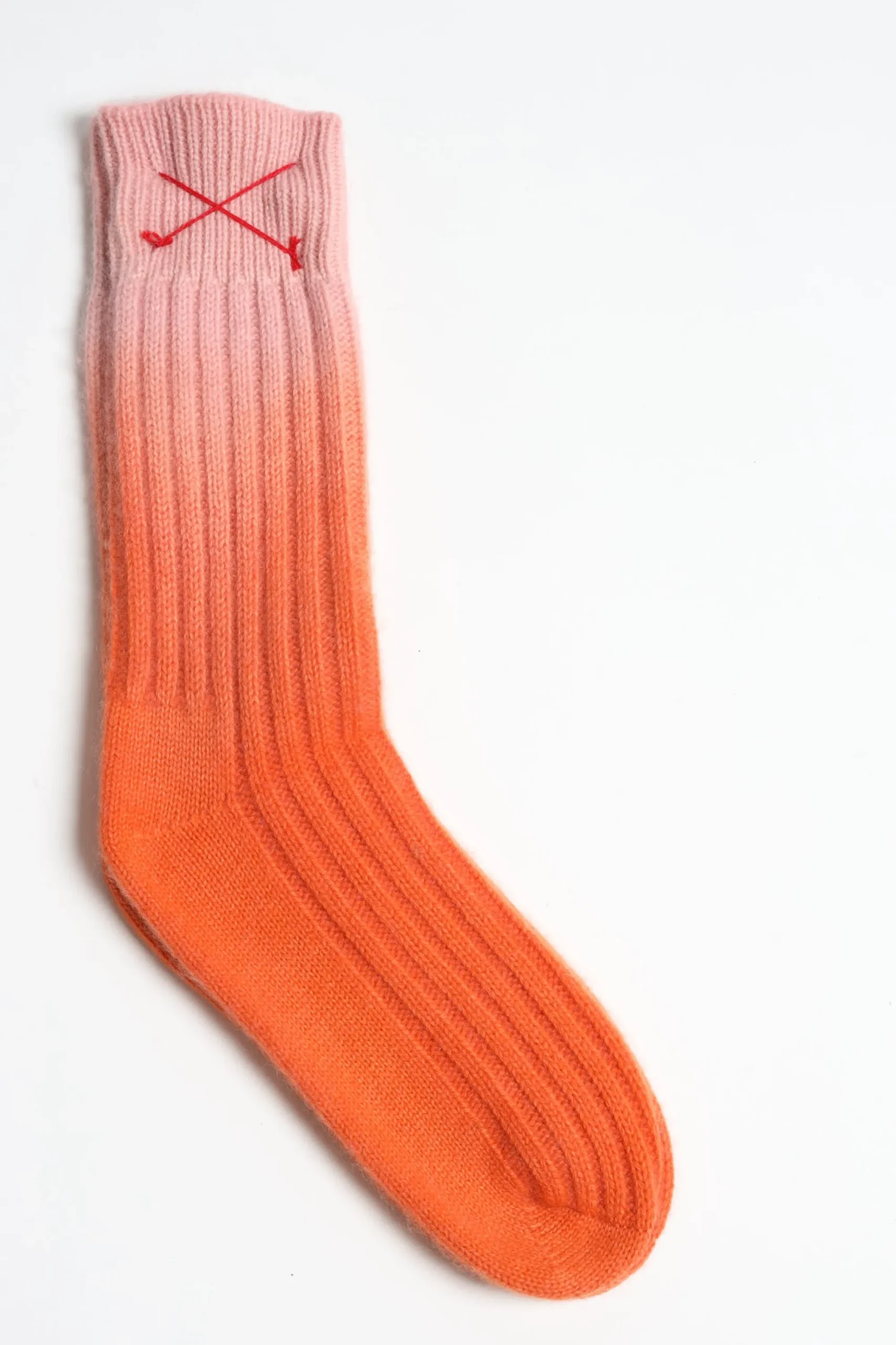 Femme Mell-o Chaussettes En Cachemire Dip Dye En Rose/Orange
