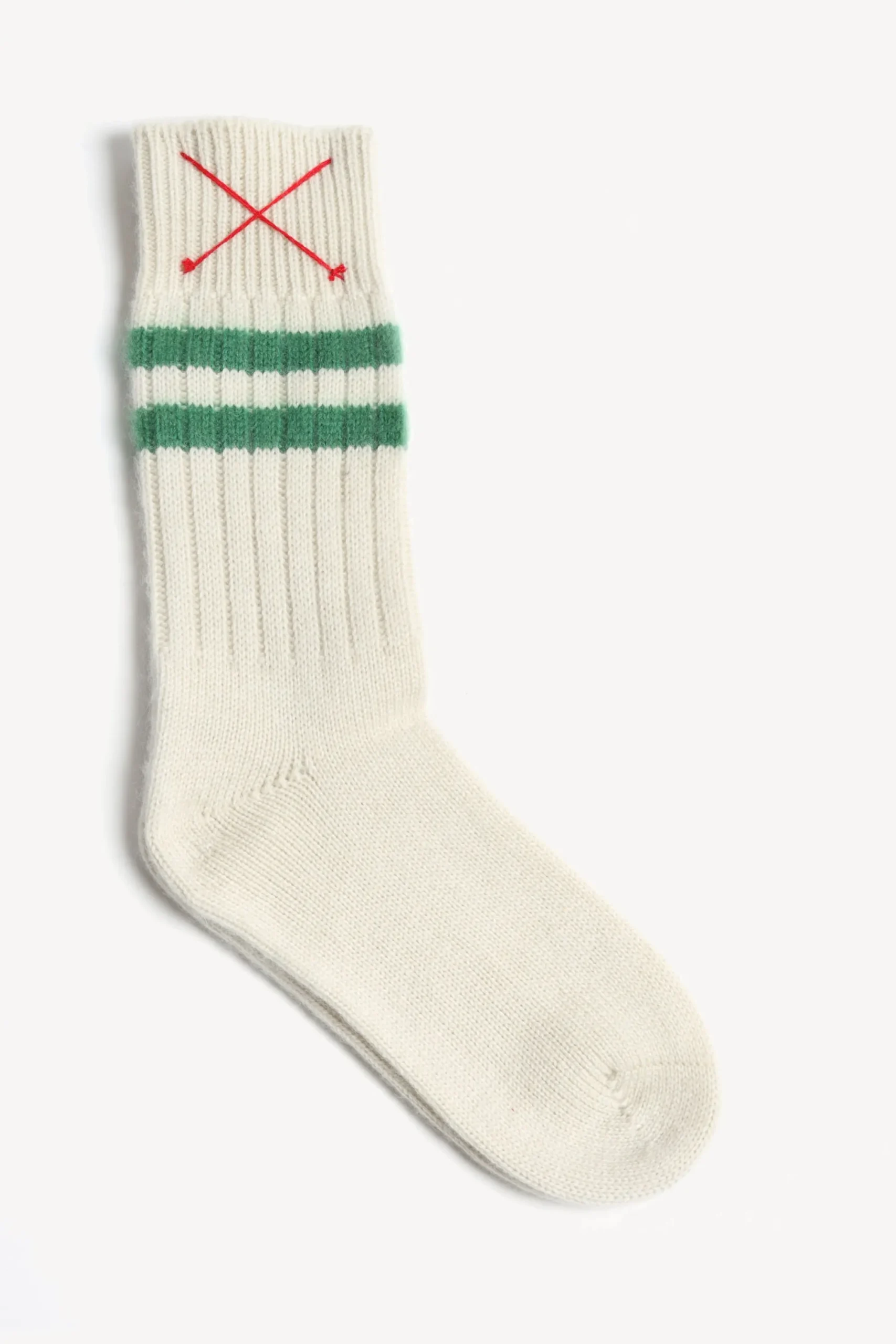 Femme Mell-o Chaussettes En Cachemire Sport In Blanc Casse/Vert