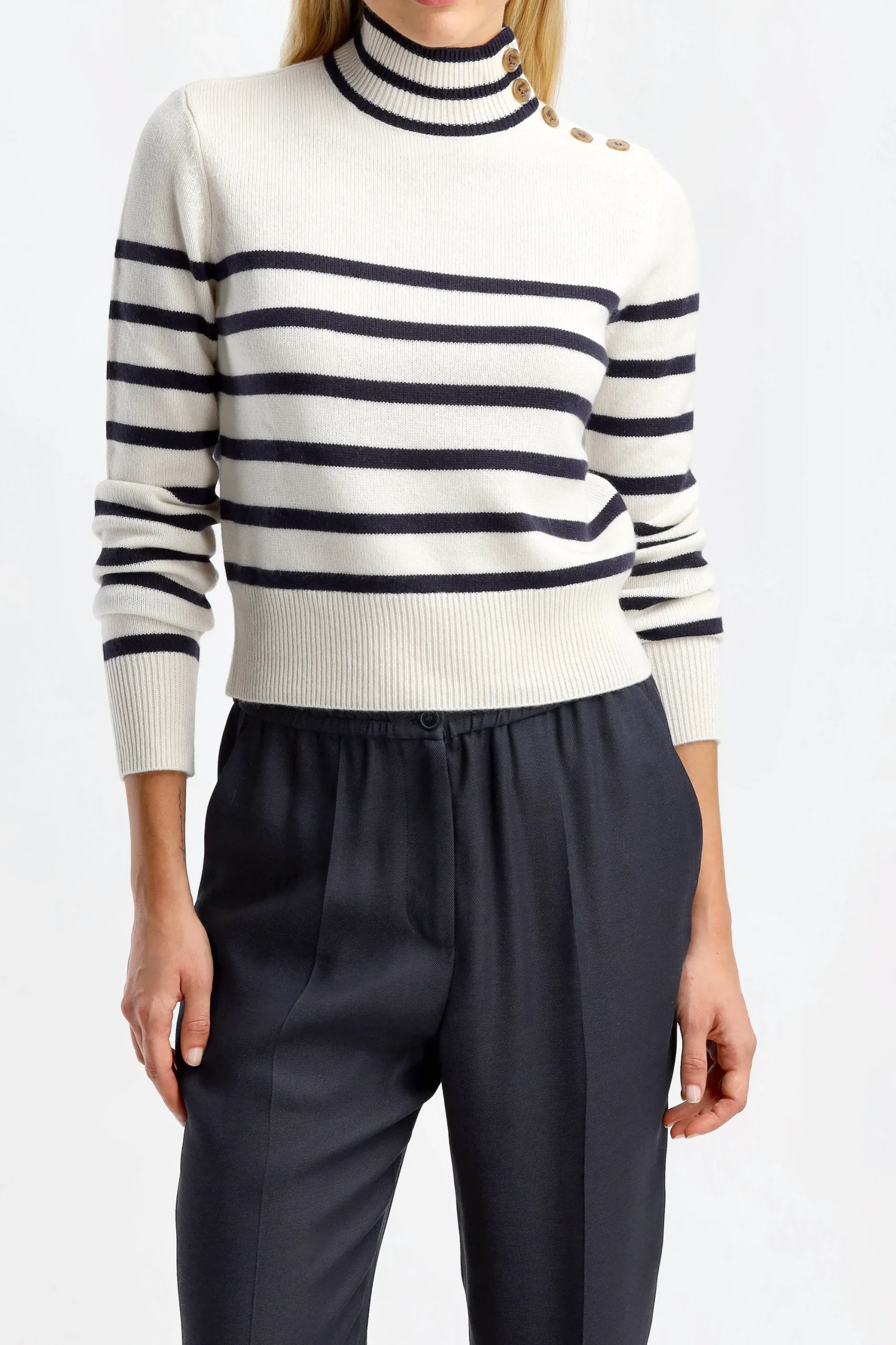 Femme Frame Col Roule Mariner En Blanc Casse