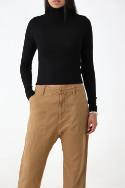 Femme Anthony Thomas Melillo Col Roule Modal Rib En Noir