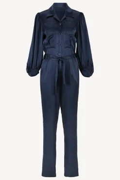 Femme SoSue Combinaison En Satin Bleu Marine