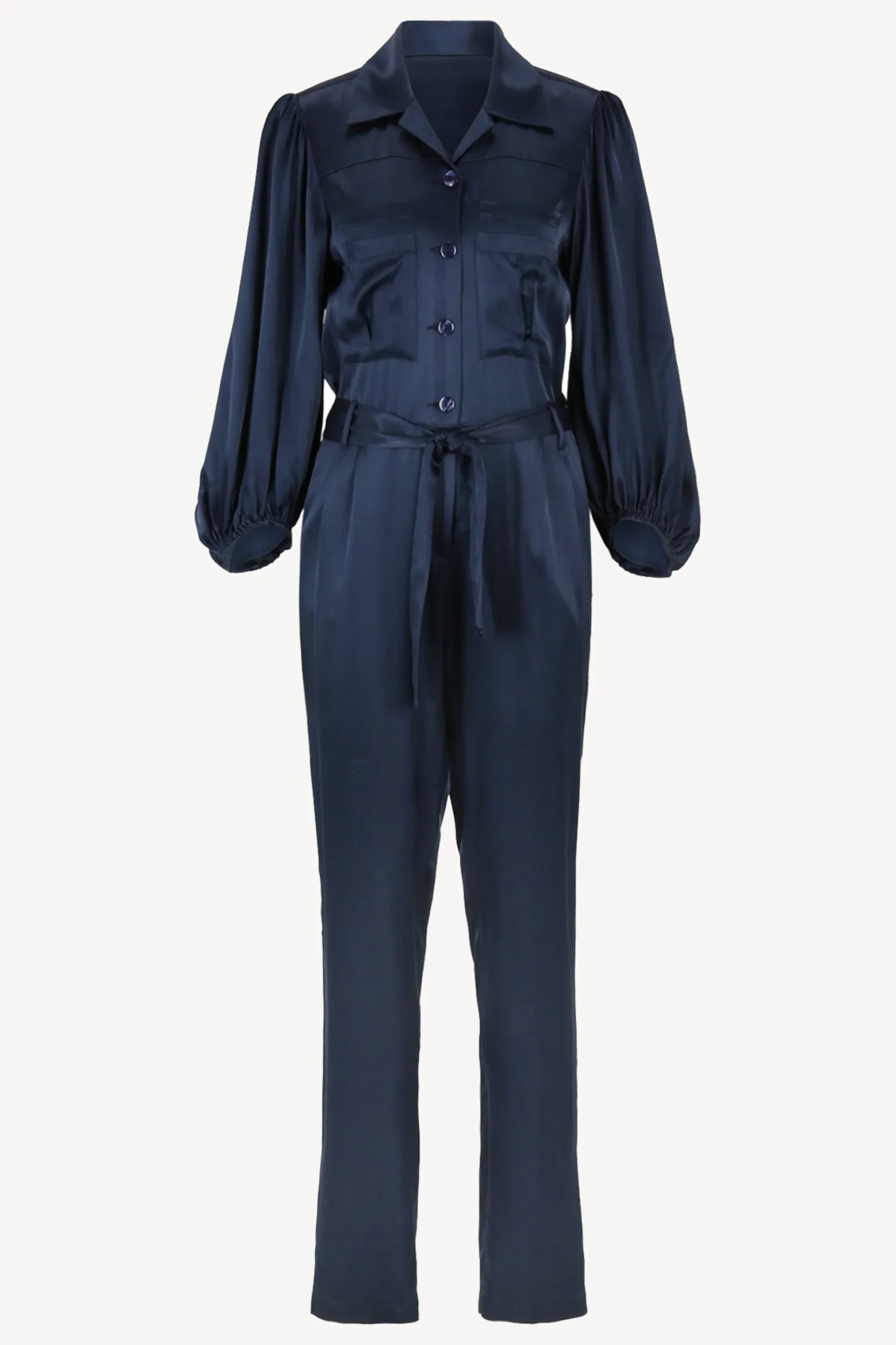 Femme SoSue Combinaison En Satin Bleu Marine