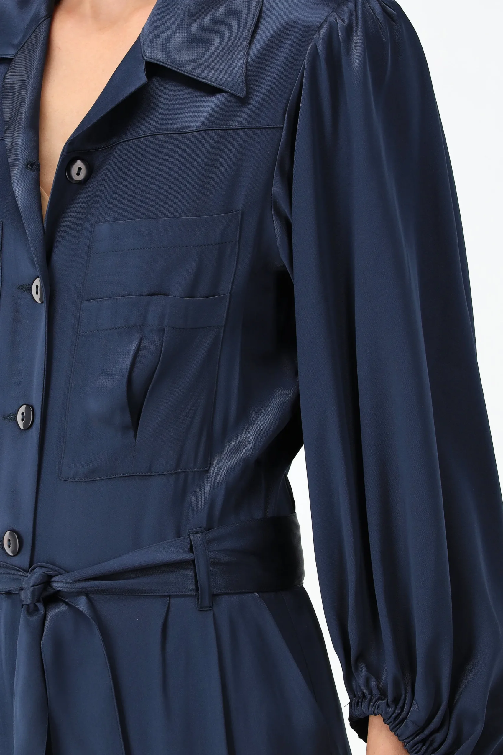 Femme SoSue Combinaison En Satin Bleu Marine