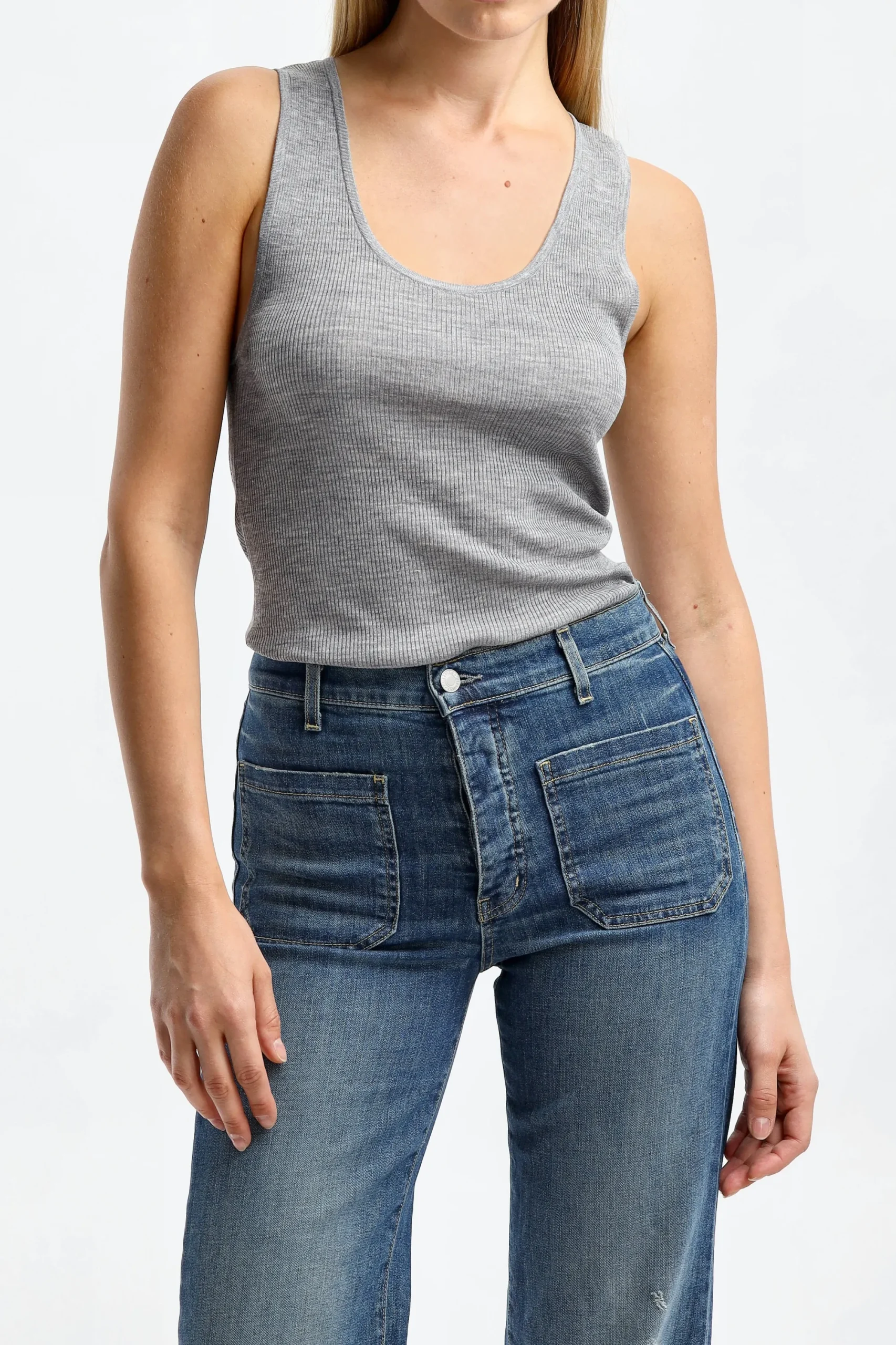 Femme Nili Lotan Debardeur Becky En Gris Melange