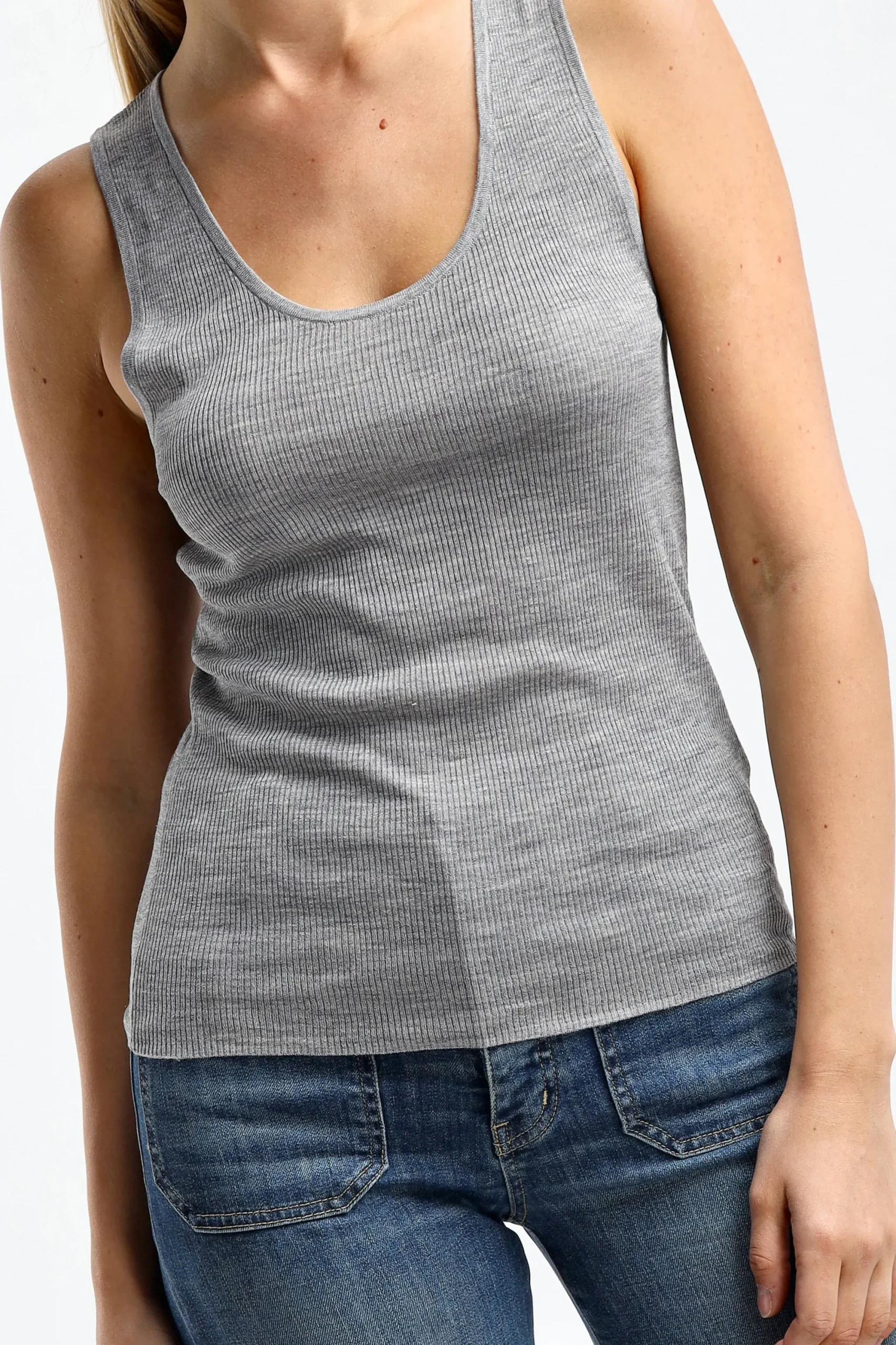 Femme Nili Lotan Debardeur Becky En Gris Melange