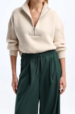 Femme Closed Demi-Manches Longues En Ivoire