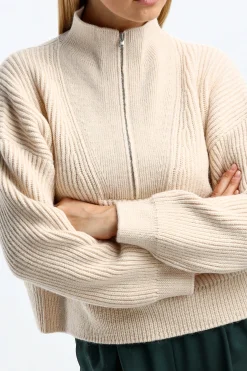 Femme Closed Demi-Manches Longues En Ivoire