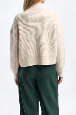 Femme Closed Demi-Manches Longues En Ivoire