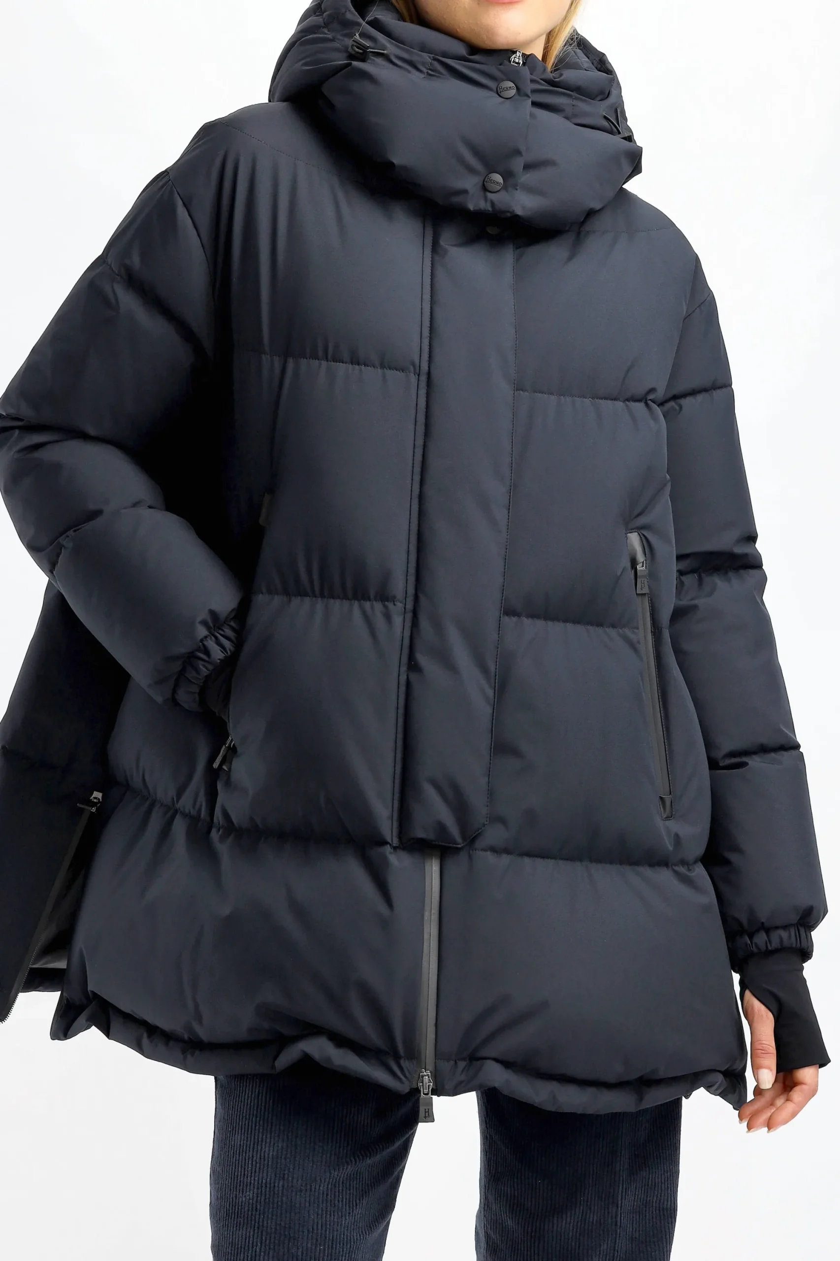Femme Herno Doudoune A Capuche Dark Navy
