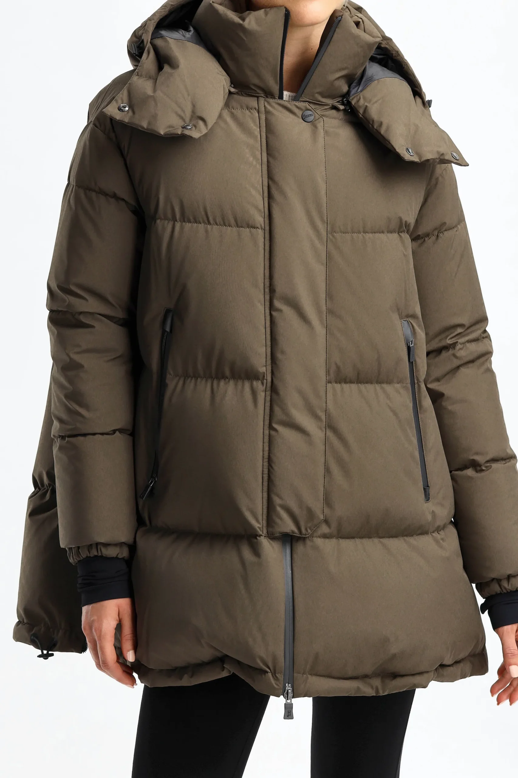 Femme Herno Doudoune A Capuche Verte