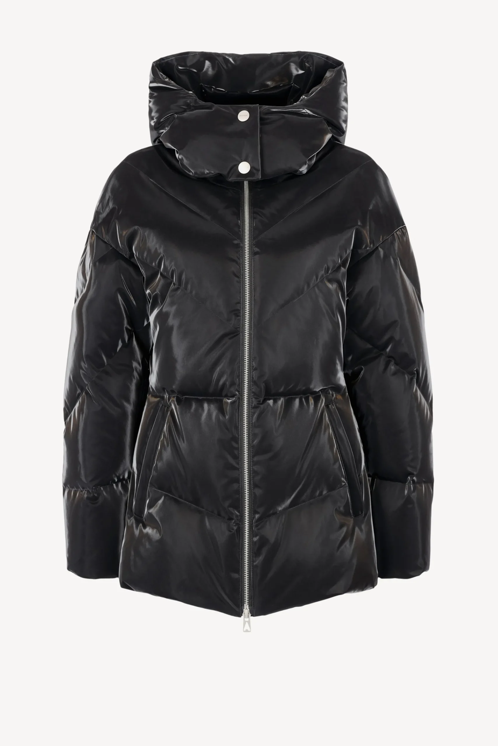 Femme Ahirain Doudoune Fitted Hoodie Velvet En Noir