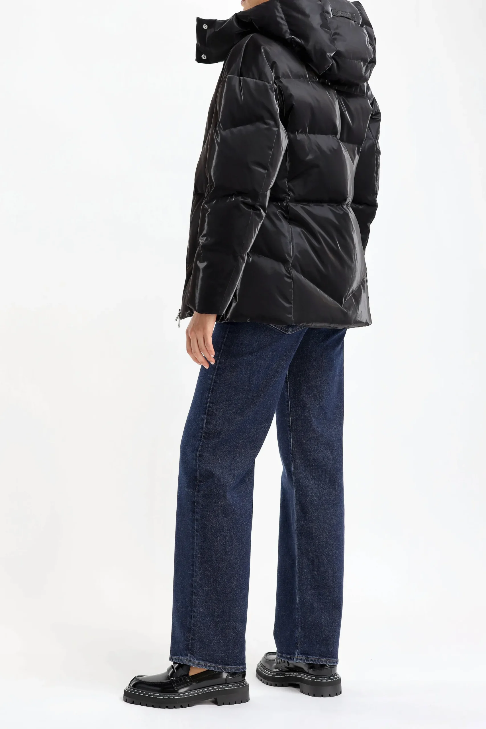 Femme Ahirain Doudoune Fitted Hoodie Velvet En Noir