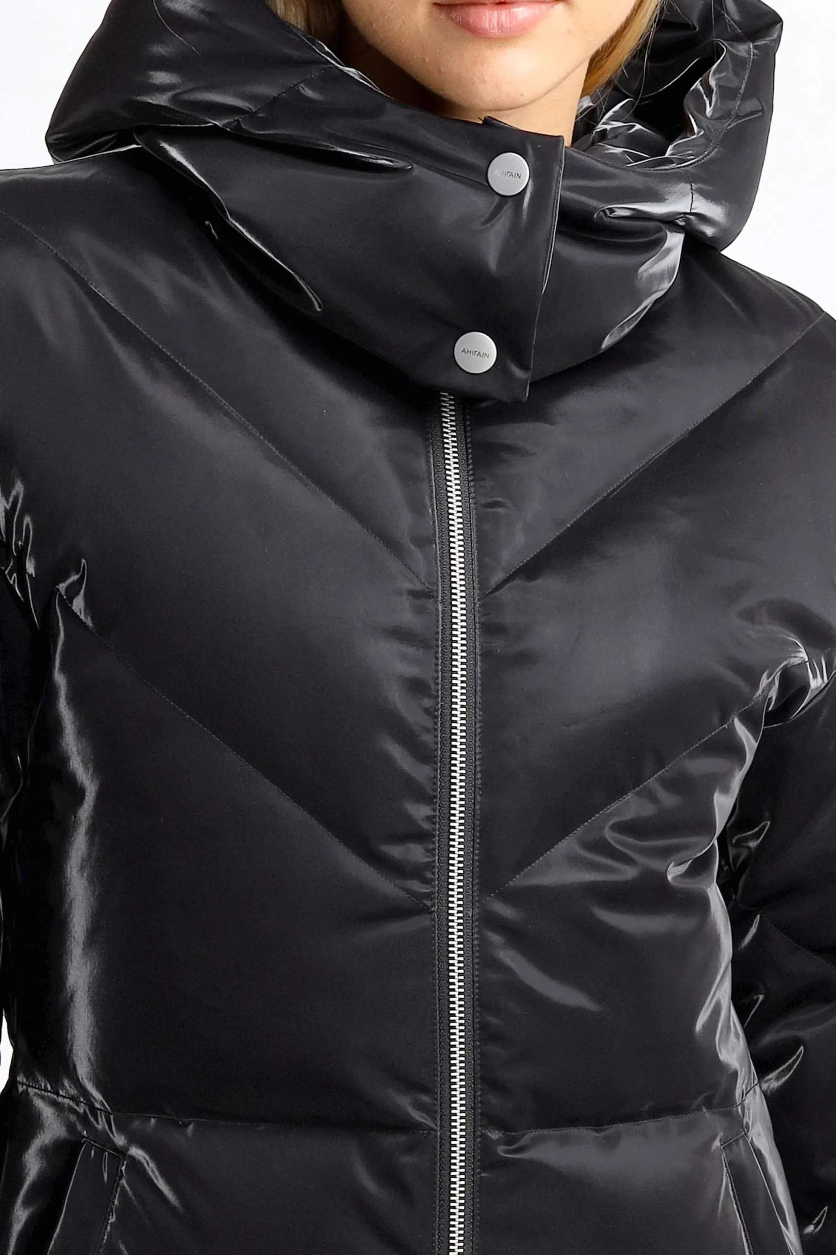 Femme Ahirain Doudoune Fitted Hoodie Velvet En Noir