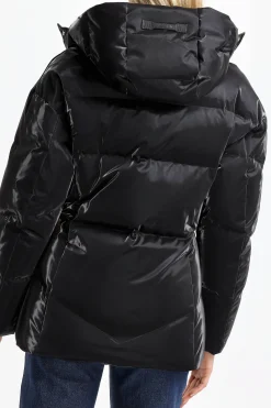 Femme Ahirain Doudoune Fitted Hoodie Velvet En Noir