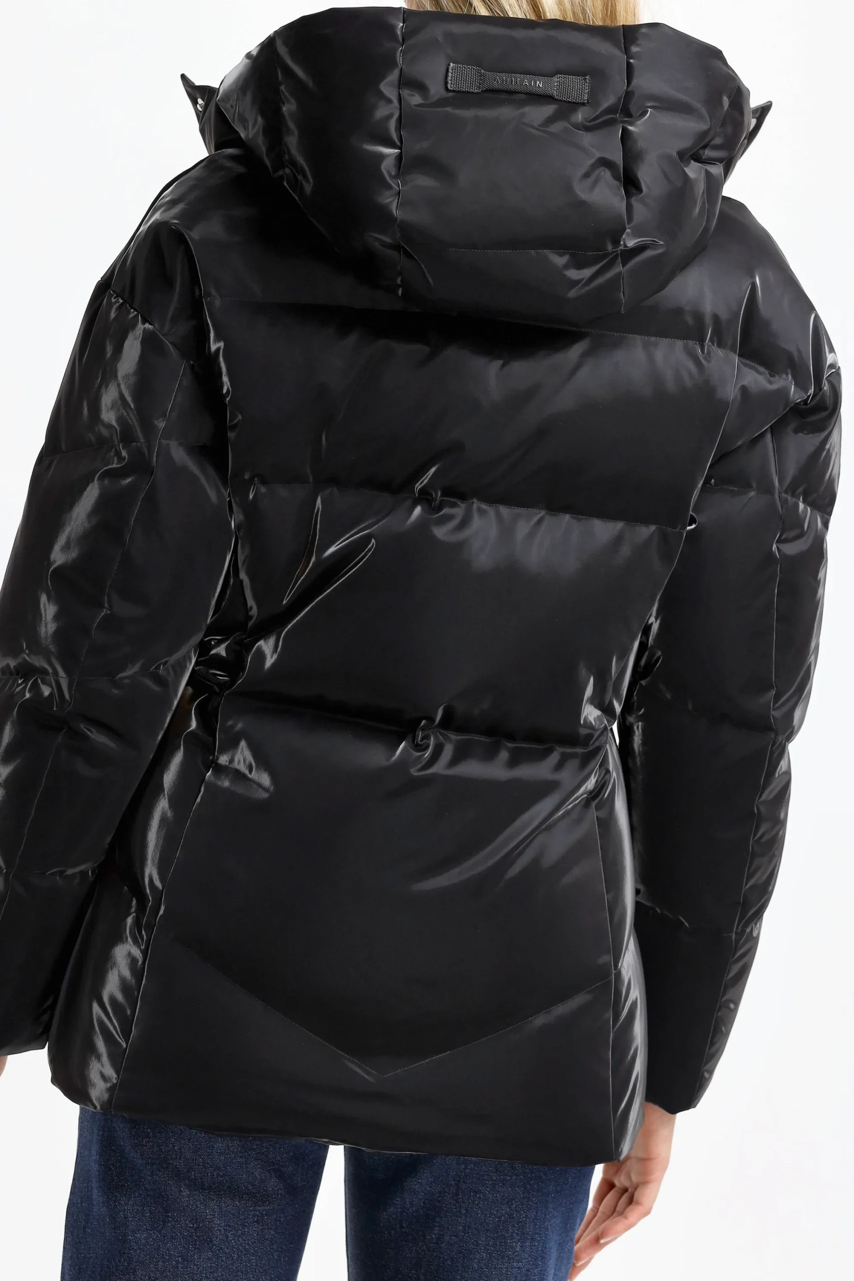 Femme Ahirain Doudoune Fitted Hoodie Velvet En Noir