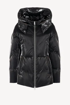 Femme Ahirain Doudoune Fitted Hoodie Velvet En Noir