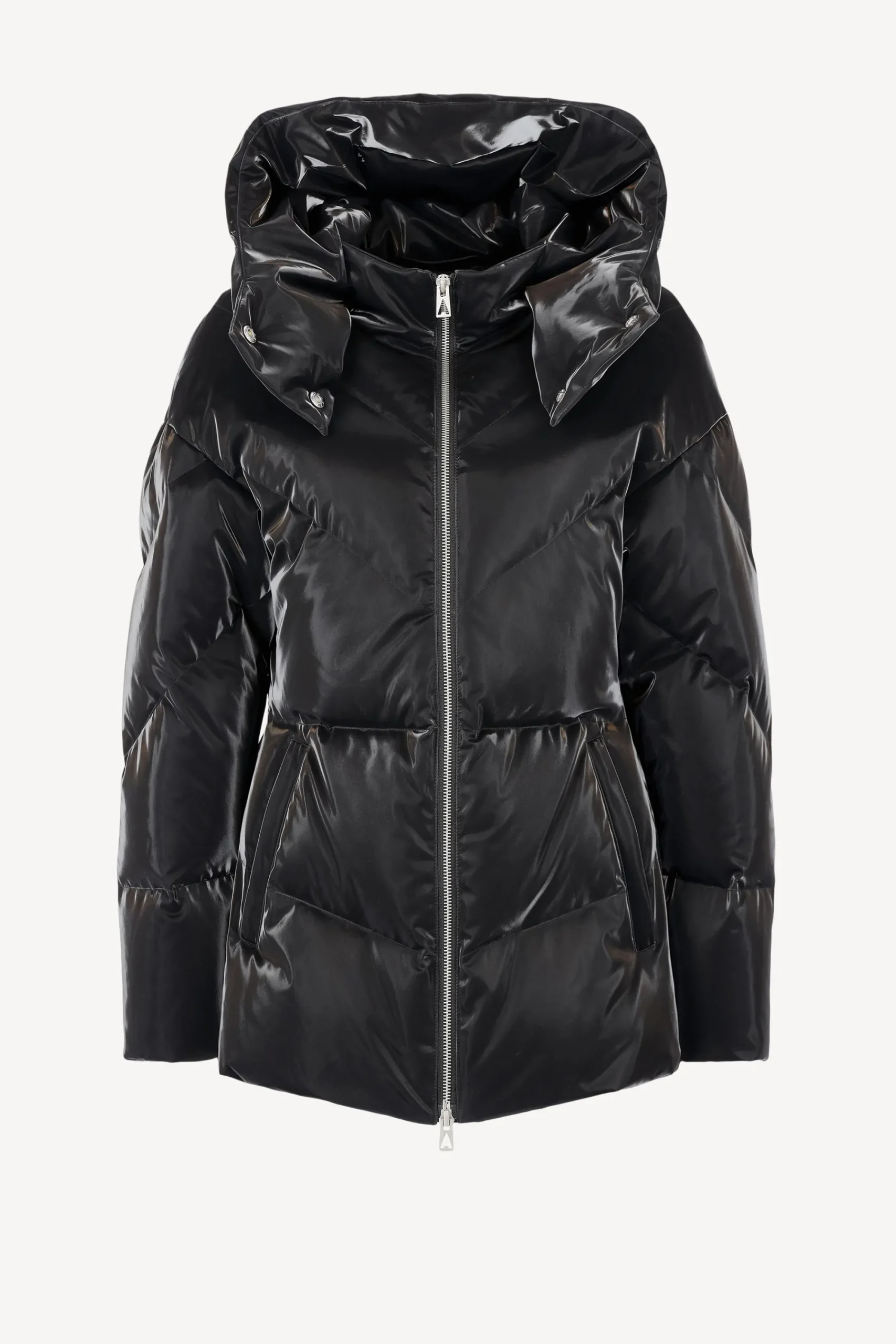 Femme Ahirain Doudoune Fitted Hoodie Velvet En Noir