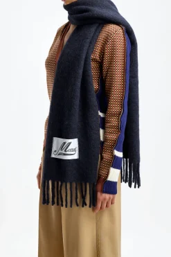 Femme Marni Echarpe En Alpaga Bleu