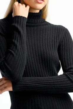 Femme Allude Fin Pull A Col Roule Noir