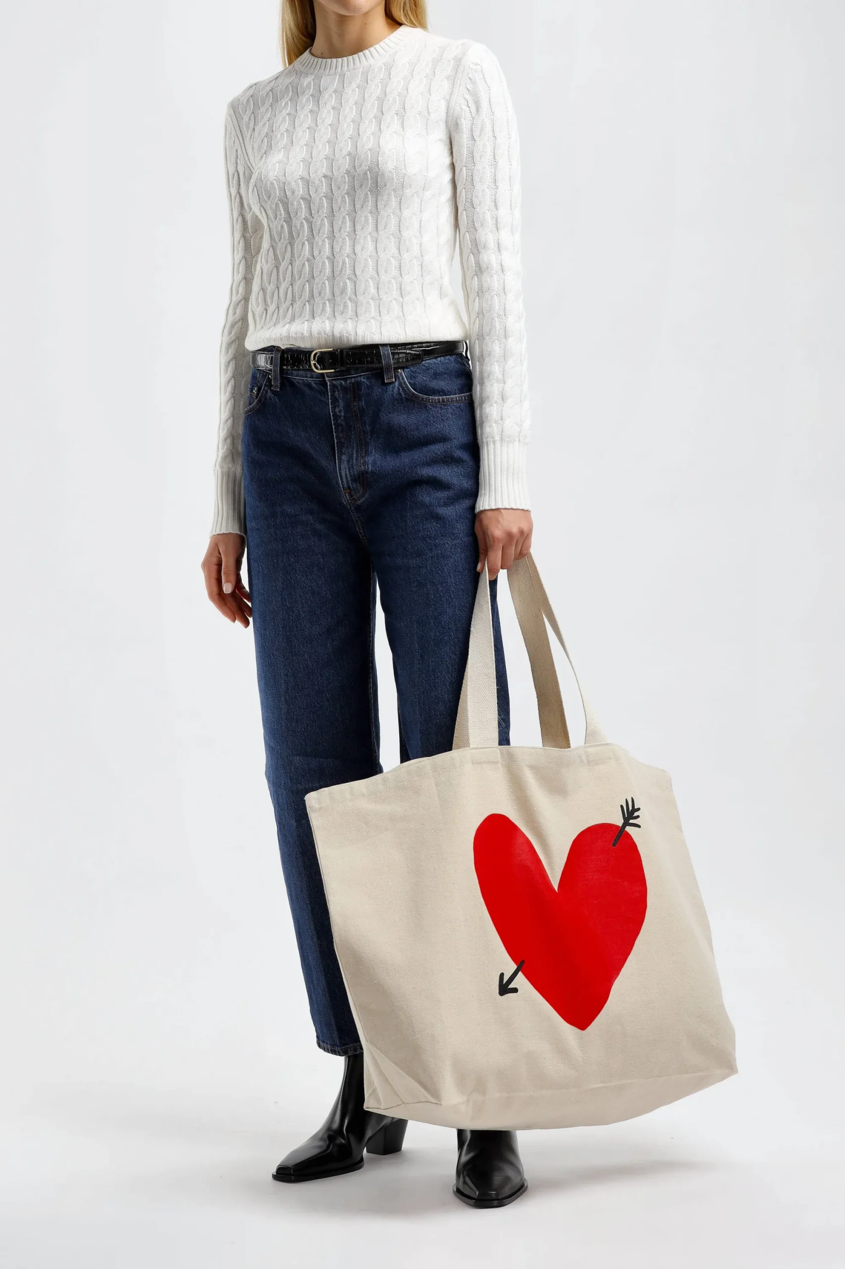 Femme Anita Hass Grand Shopper En Toile Avec Logo En Forme De Coeur